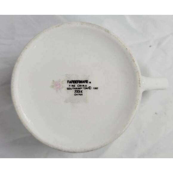Farberware Fine China Southampton 1992 223K China Mug Pink Rose Floral Paint - Picture 5 of 6
